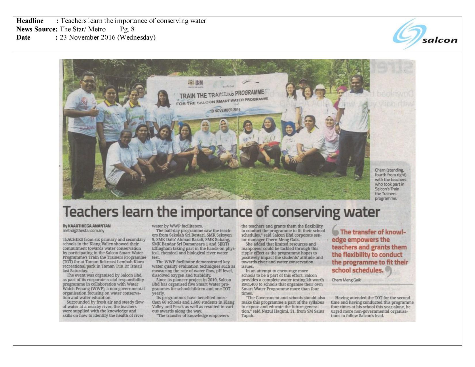 Teachers learn the importance of conserving water