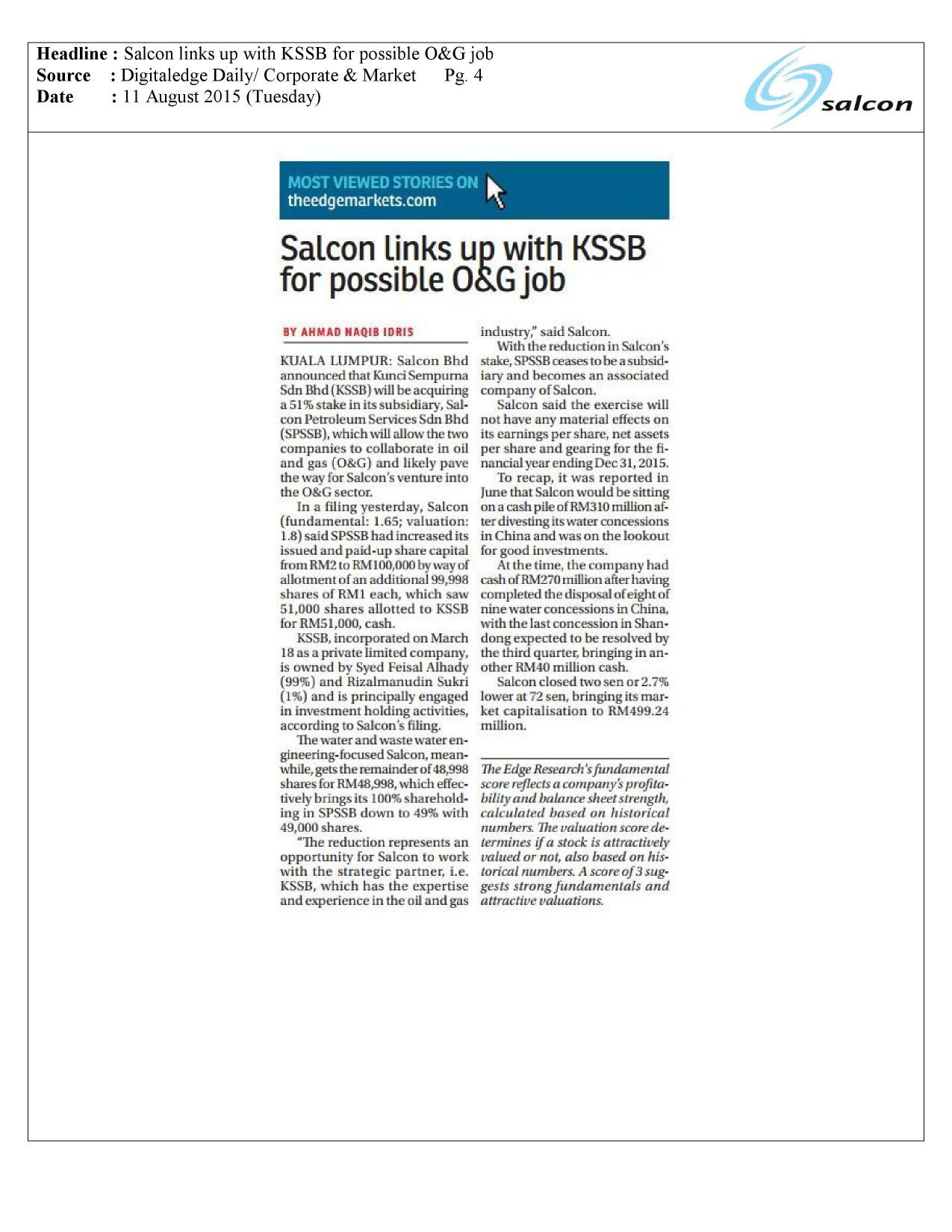 Salcon links up with KSSB for possible O&G job