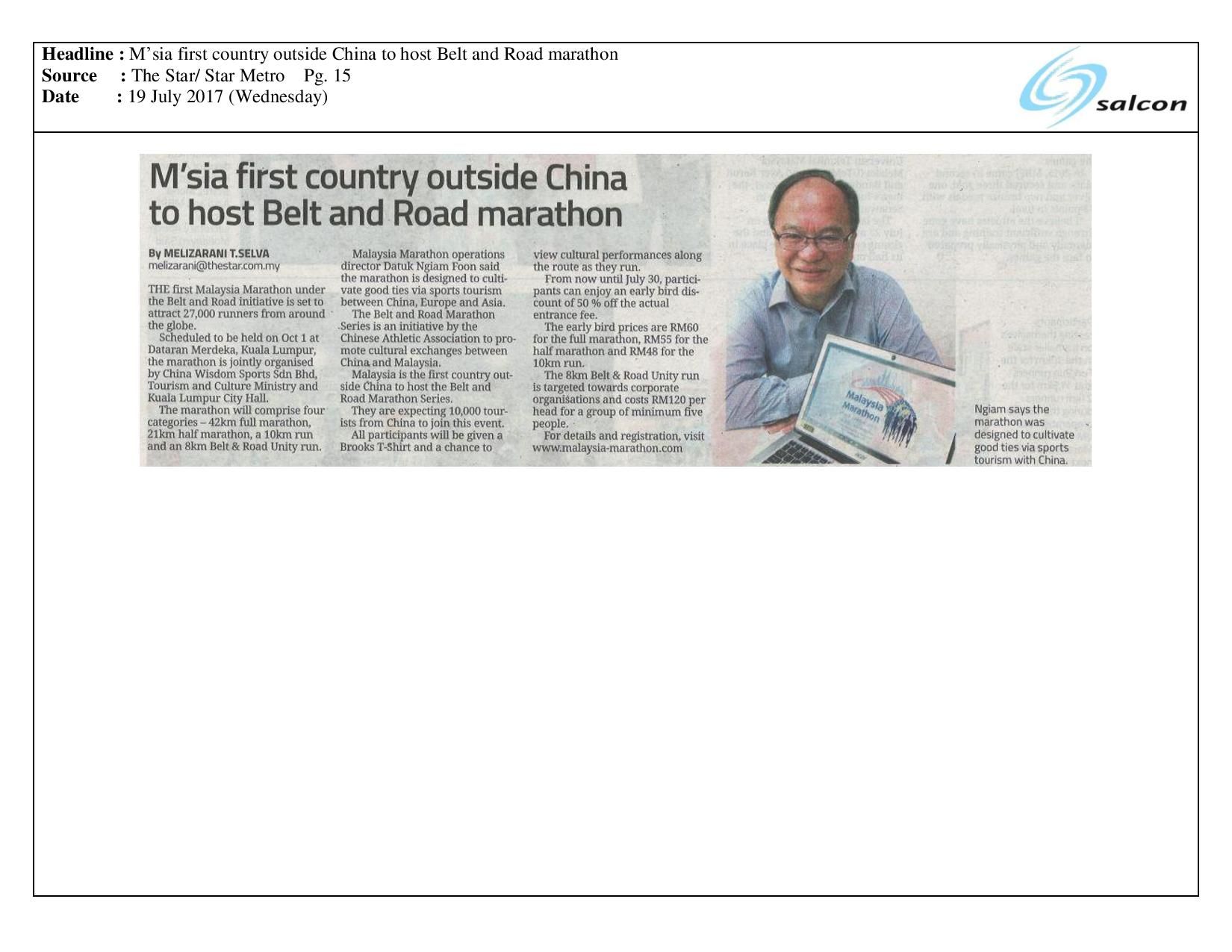 M’sia first country outside China to host Belt and Road marathon