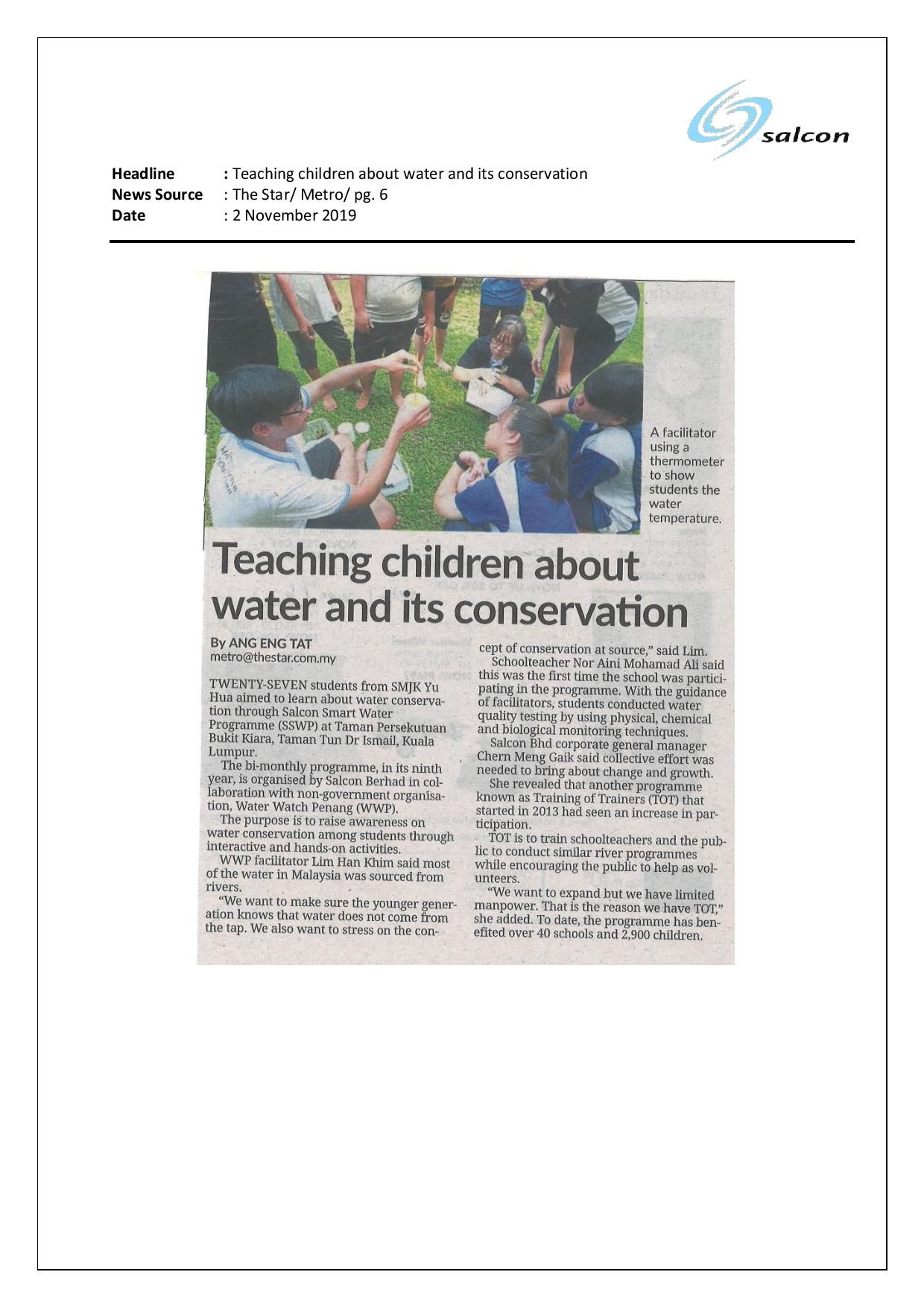 Teaching children about water and its conservation