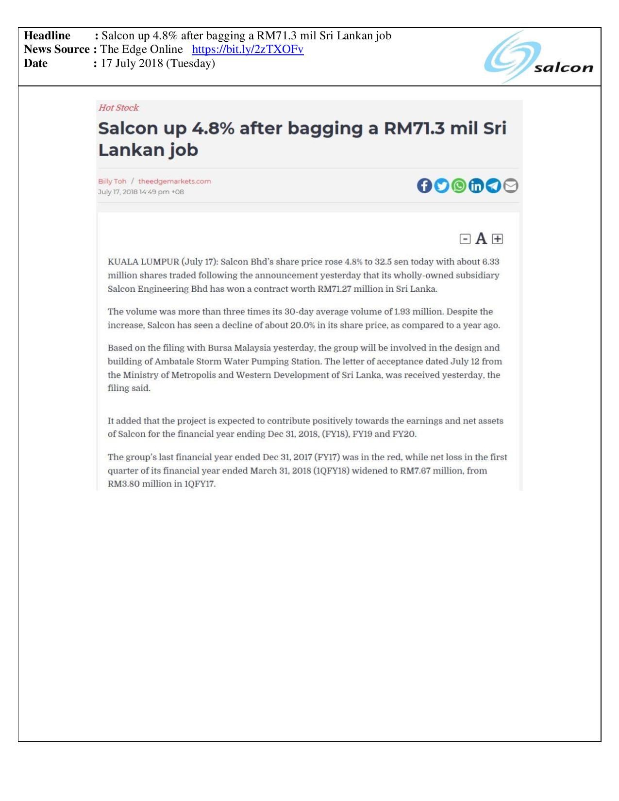 Salcon up 4.8% after bagging a RM71.3 mil Sri Lankan job