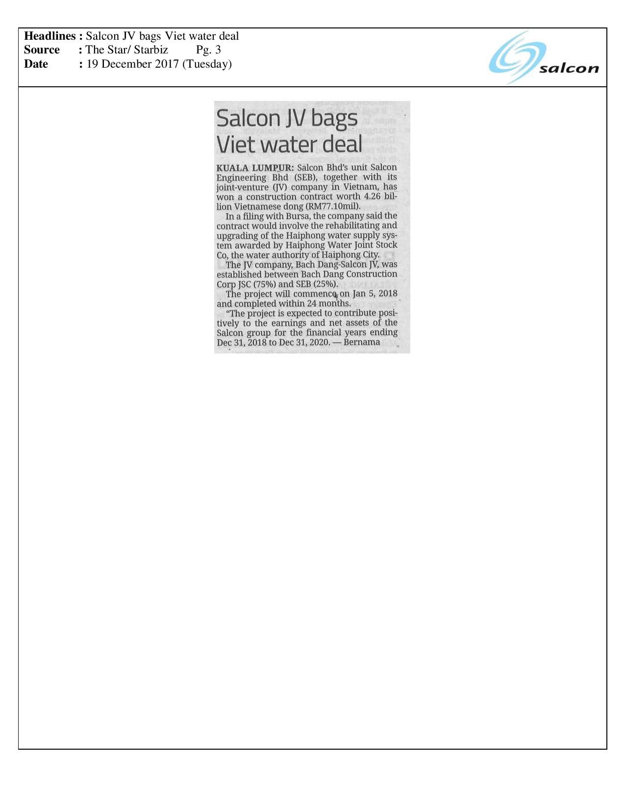 Salcon JV bags Viet water deal